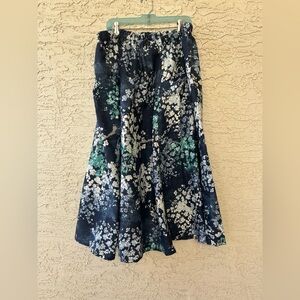 Floral Navy denim  Skirt handmade skirt Stunning 2x
